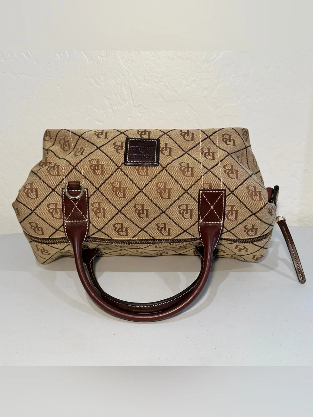 Vintage Dooney & Bourke Signature Monogram Canvas Small Duffle Satchel